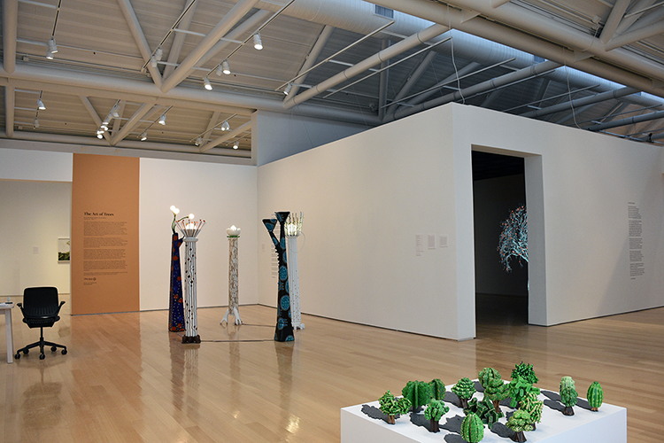 Installation view of The Art of Trees featuring works by Yan Wang Preston, Gund Gallery at Kenyon College, January 22–April 11, 2021. Image courtesy of the Gund Gallery.
