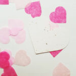 Seed Heart with heart-shaped confetti in pink and hot pink