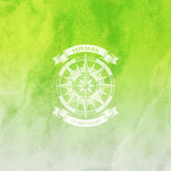 Voyages of Discovery Icon in green, icon is a compass on a green background