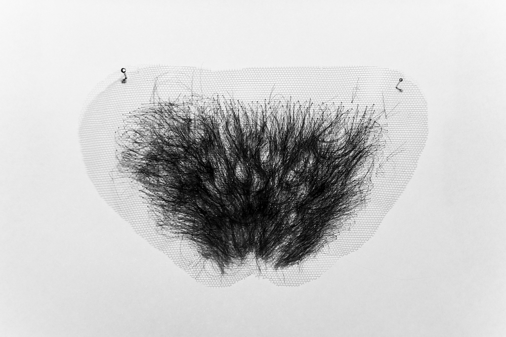 Black and white photograph of a merkin.