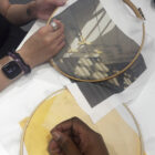 Creative workshop featuring embroidery, hands and embroidery hoops